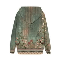 Udobne boje Duksevi stabilna odjeća Ženska modna modna ruka Labavi okrugli vrat Fleece Floral Print