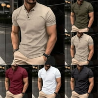 Fule Ljetni mens casual gumb košulje kratkih rukava majica mišića fitness majica