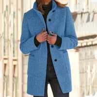 Ženski vuneni kardigan kaputi sa džepovima Dame LAME LEGEL LONG jakne kaput modna čvrsta casual otvorena