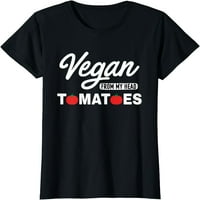 Vegan iz moje glave Paradajz - Vegan i vegetarijanska majica za žene kratke rukave za zabave Crna Tee