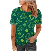 Zodggu Clearence sv. Patrik's GRAFIC modne ženske bluze vrhove kratkih rukava Lucky Clover T majice
