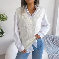 Dukseri za žene moderne fit džemper kardigan rade džempere V-izrez za žene čišćenje bijelih l
