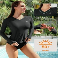 Asoul ženski V izrez osip dugih rukava s plivama UPF 50+ kupaći kostim top upf 50+