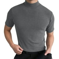 Mužjak ljetna čvrsta majica bluza s visokim ovratnikom Turtleneck kratki rukav Tors majica Pro T majice