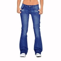 Žene mršave trube Jeans Solid Boja pantene pantalone sa niskim strukom sa džepom S-2XL