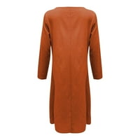 Gotyou ženska pamučna posteljina labava casual duga haljina, puna boja džepa haljina narandžasta 2xl