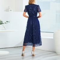 Ljetna ženska plus veličina haljina za čišćenje Ženska moda Slim Fit V-izrez vezeno svijetloj ekranu