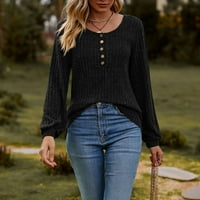Umitay Slatki džemperi za žene Ženska modna casual Solid Boja prsa na dugim rukavima TOW majica s dugim