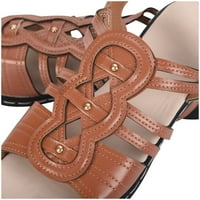 Površine ženskih sandala 6. Ljetne sandale Ženske dame ravne dno nagib pete rimske sandale Udobne otvorene