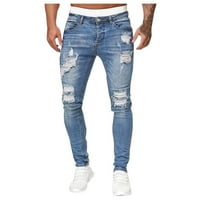 Jeans Solid Boja raširene rupe srušene gradijentne pantalone