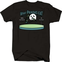 Smiješan grafički tee Što pandas jedu majicu Veliki crni