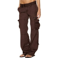 Ženske ležerne vojne hlače sa džepovima s malim strukom seksi ravno širokih padobranskih padobrana za