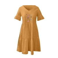 Dnevne haljine za žene Žensko ljetno casual cvjetni print casual kratkih rukava V-izrez džep za odmor