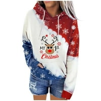 Ženska modna casual božićna štampana bluza džepne pulover dukseve hot6sl4485576
