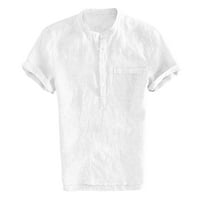 Hanas muške torbesto pamučne posteljine soide Boja kratkih rukava retro t majice na vrhu bluze bijeli
