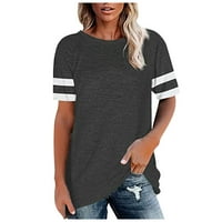 Bluze za žene plus veličine Žene Trendi Stripe Print Tipka V-izrez Majica Tors Short rukava Labava bluza