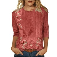 Ženska pamučna mekana cvjetna ispis bluza za posadu za vrat rukave plus veličina slatka trendi ljetni