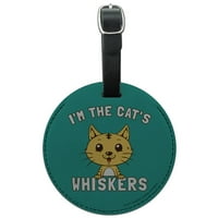 'M The Cat's Whiskers Funny Humor okrugli kožni kofer prtljažnik kofer za nošenje ID-a