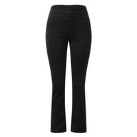 Hlače za žene Žene Stretchy radovi Poslovni povremeni ravne pantalone za noge visoke strukske hlače crna + m