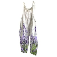 Ženski ljetni casual labavi džep boemski cvjetni tisak širokim nogama, ukupne udobne čipke up u plaću