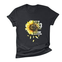 Ženske modne košulje Suncokretovo pismo Ispiši vrhove O-izrez majica kratkih rukava Comfy casual raglan