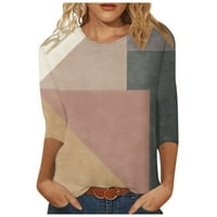 Boho vrhovi majica Žene hladna zupčanika Žene tri četvrtine rukava majica Geometrijska boja blokiranje