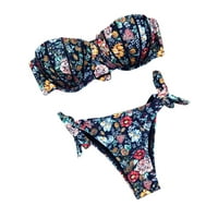 Daznico Women cvjetni print bez naramenica Dva bikinija čipkani kratke hlače kupaći kostimi Split kupaći