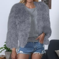 Ženski zimski kaputi Žene topli Furry Copy Jakna Zimska solidna boja Dugih rukava kratke gorske odjeće