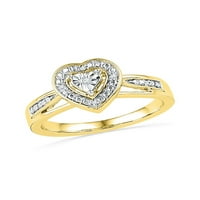 Jewels 10kt Žuto zlato Žene okrugli dijamantski prsten srca. CTTW