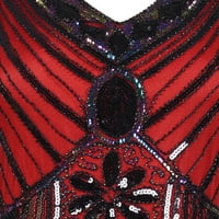 Huaai ženske haljine srednje dužine žene V-izrez kratki rukav vintage tassels haljina od lampice midi