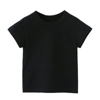 Leodye Clearance Toddler Boys Girl Udobne čvrste boje kratki rukav pamučna majica TOP crna 8-9 godina
