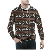 Strungten Božićni vintage Muški ispis jesen zimski dugi rukav dukserice dukserice Top džemper jakna