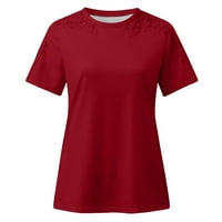 Ženske vrhove Ženska bluza s kratkim rukavima Labavi košulje u boji okrugli dekolte Ljeto Crveni XL