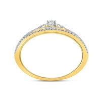 10KT Žuto zlato Ženo okruglo Diamond Heart Crown Modni prsten CTTW