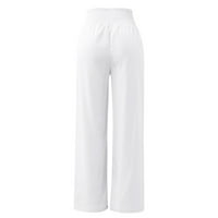 Ženske hlače Ljeto Bijelo za pantalone za stezanje Džepni struk