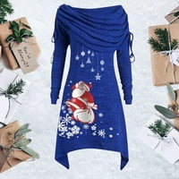 Ženska božićna haljina, remen za remen za božićne haljine, snježna pahuljica Santa Ispis A-line haljina