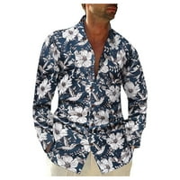 Košulje za fragarne za muškarce Muška modna casual tiska dugi rukav gumb u obliku reverske košulje top bluza
