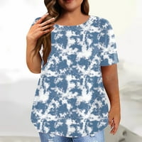 Košulje za žene Trendy tiskani okrugli vrat kratkih rukava prevelika majica