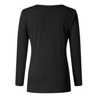 Mnjin ženski bluze i vrhovi Dreske košulje Novo ispisano labavo Ležerne prilike dugih rukava V-izrez