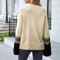 Buigttklop Nema granica džemperi za žene čišćenje Žensko povremene pletene ploče za kontrastne ploče