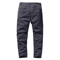 Muške hlače elastična struka zazora muškarci čvrsti povremeni modni gumb-zip multi-džepne ravne teretne pantalone