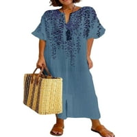 Voguele dame Ljeto plaže sandress v izrez Maxi haljine cvjetni tisak dugih haljina havajski kaki 5xl