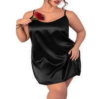 Crna elegantna čvrsta špageta remen za klizanje haljina bez rukava plus size i spavaćice