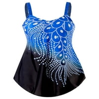 Douhoow Plus Veličina Žene kupaći kostim za plivanje kontrastne boje bez rukava bez rukava s V-izrezom
