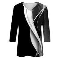 Bazyrey ženski vrhovi rukav casual prugasti ispisani bluze ženske modne V-izrez labave majice crna 2xl