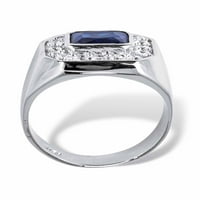 Muzerski nakit Palmbeach. TCW bezel-set plava stakla i kubični cirkonijski osmanovski prsten u silvertonu veličine 9-16