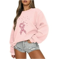 Duks za žene, dukserica za žensku posadu, klasično-fit dugi rukav ženski pulover ružičasti ružičasti