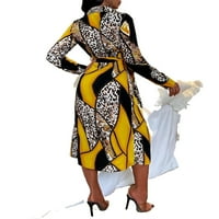 Seksi leopard Ispiši liniju haljina dugih rukava višebojne ženske haljine