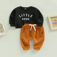 Gwiyeopda Toddler Baby Boy Jesen Zimske odjeće Pismo Dukserice Hlače Set odjeće