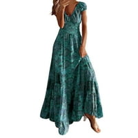 Maxi haljine za žene kratki rukav elegantna večernja cvijeta linija boho suknje za partiju ženske haljine